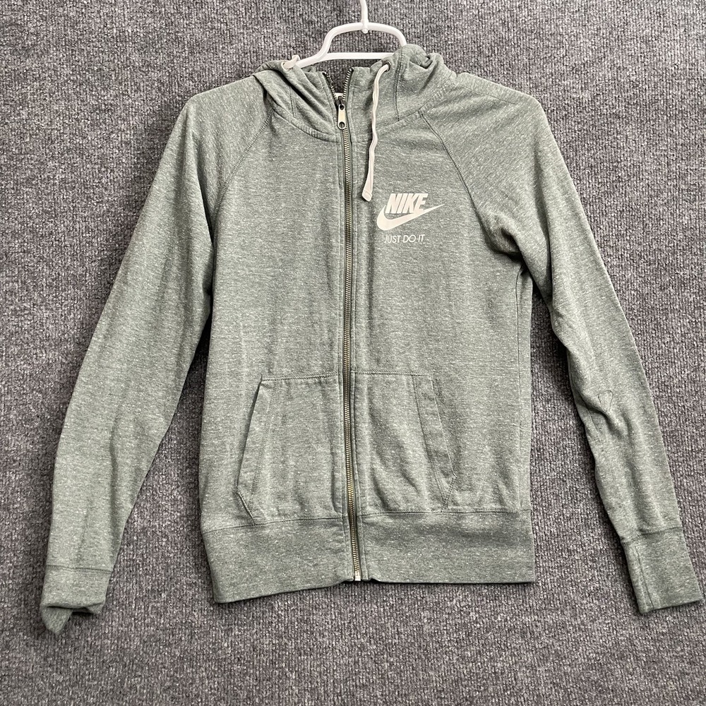 Nike Full Zip Jacket Women's Sz XS Gray Hooded Lightweight 883729-365